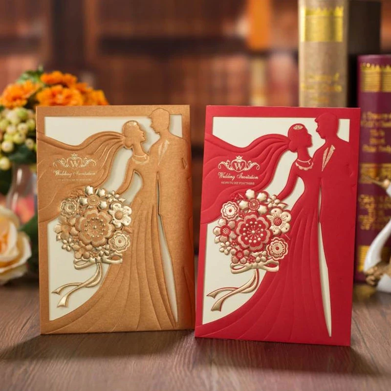 

50pcsLaser Cut Wedding Invitations Card Bride and Groom Customize Greeting Card Bridal Shower Wedding Party Decoration Supplies