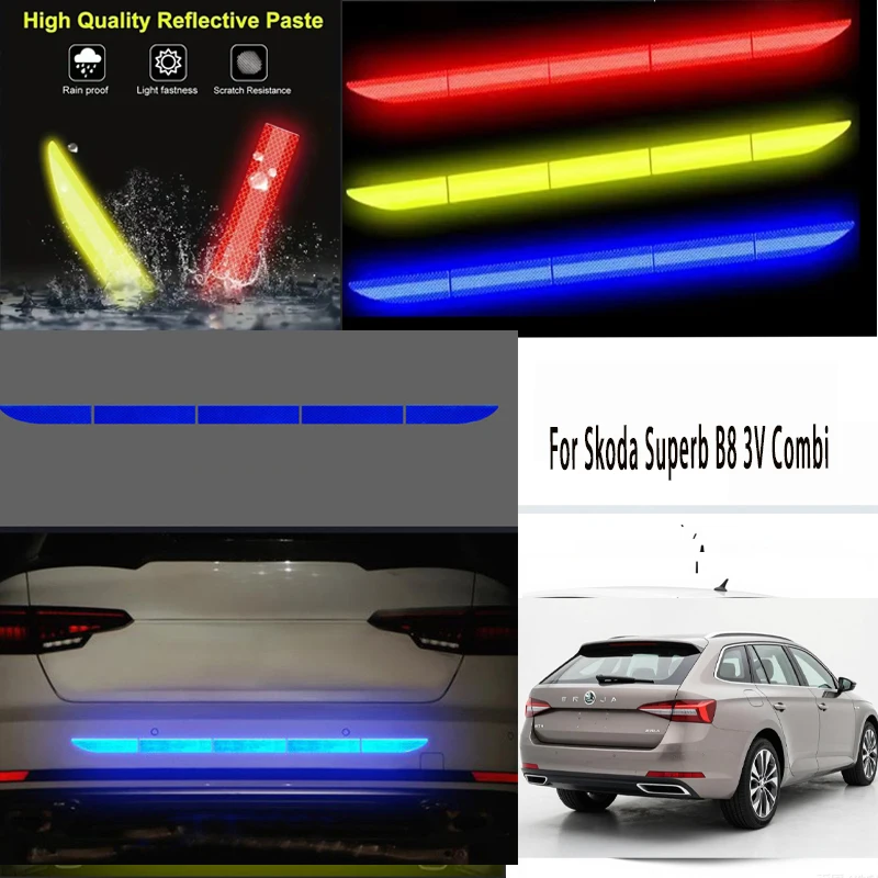 

For Skoda Superb B8 3V Combi 1pcs Reflective Warning Safety Tape-Car Trunk Anti-Collision