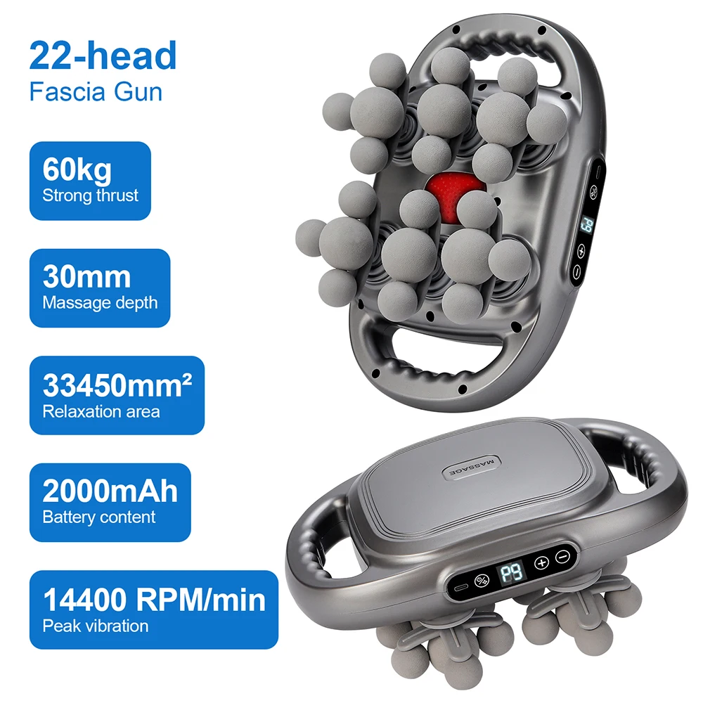 42-Heads Fascia Gun Hoogfrequente Trillingen Lichaamsmassage Gun Rug- en Taille Massager Nek Schouder Massager Spier masajeador