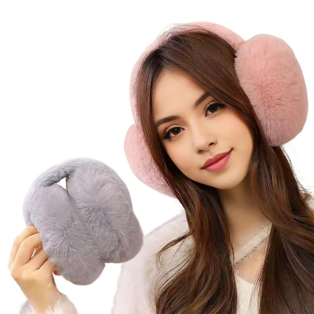 Winter Women Earmuffs Thick Plush Ear Windproof Foldable Outdoor Skiing Headband Earmuffs