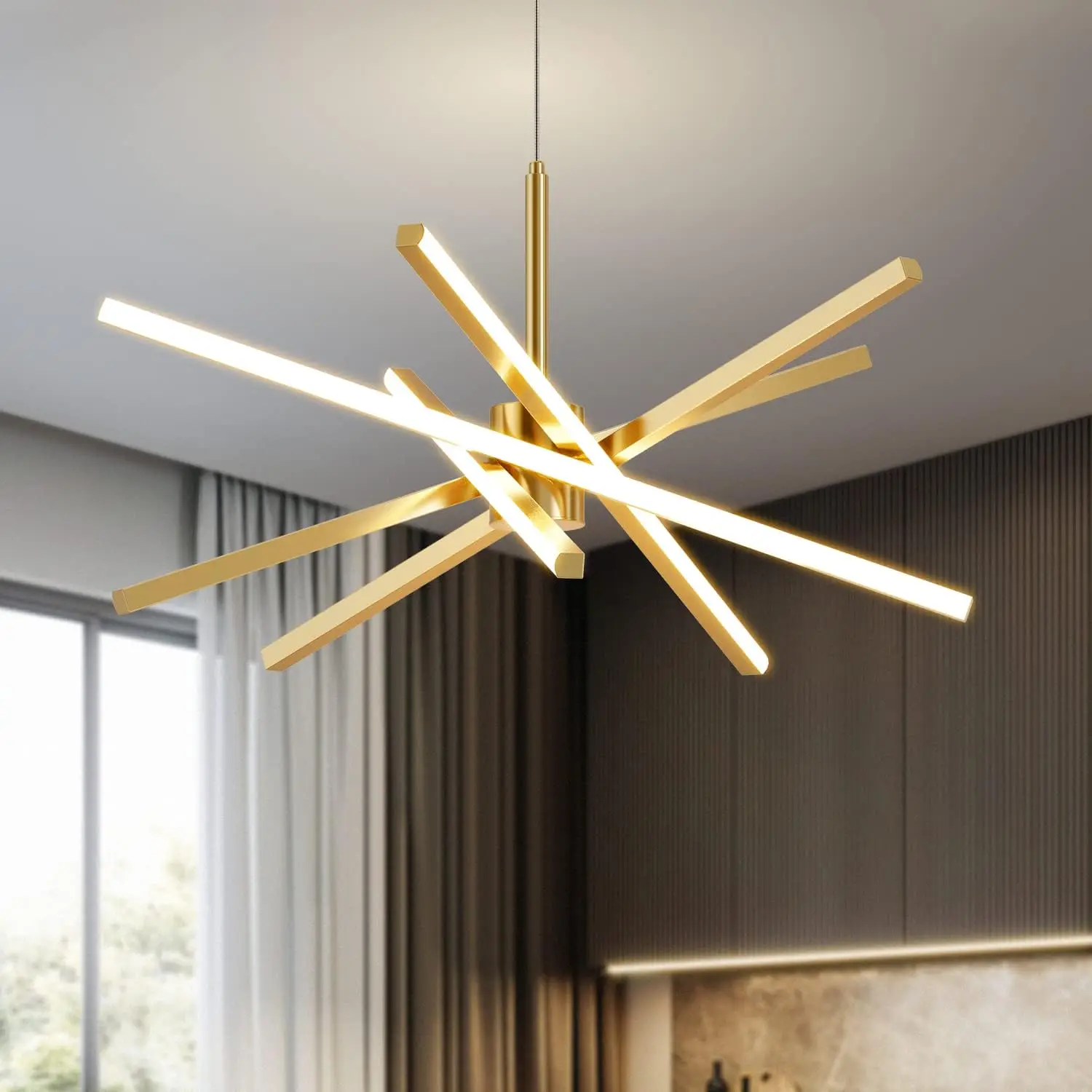 

Modern Sputnik Chandelier Ceiling 82W LED Gold Pendant Light Embedded Mount Chandeliers Dining Room Light Fixtures