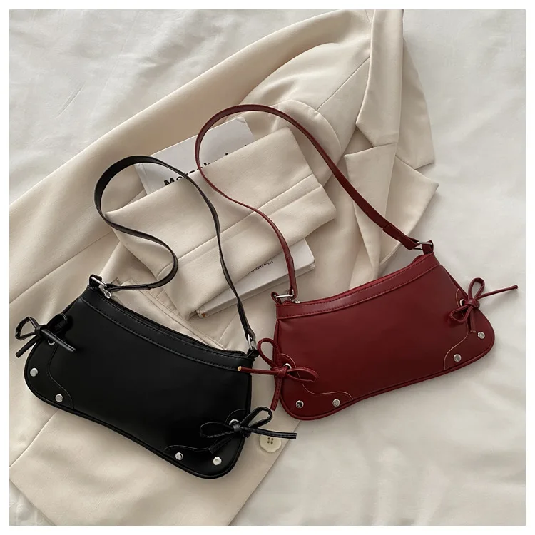 Neue Achselhöhle Tasche Trendy Schulter Tasche für Frauen Süße Doppel Bogen Handtasche Damen Tasche Retro Mode Weibliche Leopard Print Schulter Tasche – Detail 29