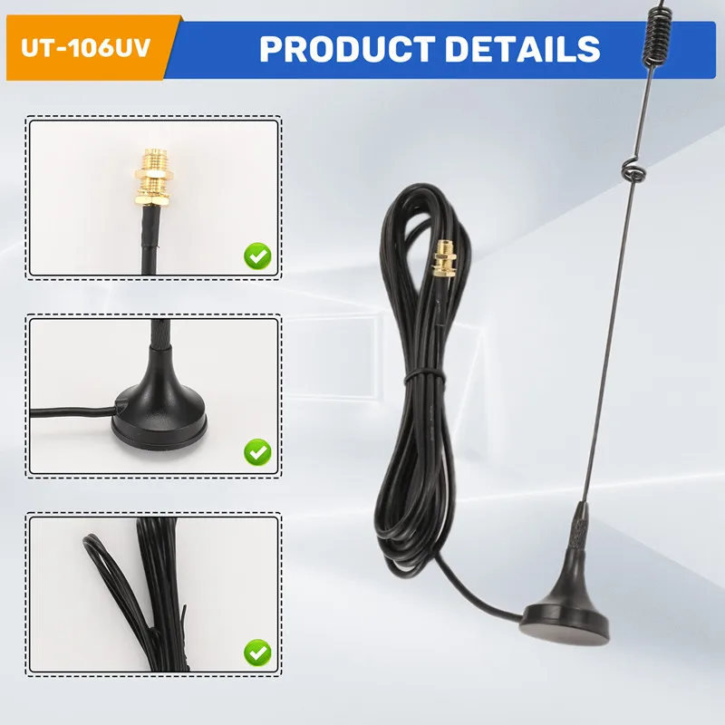 UT-106UV walkie talkie antenna DIAMOND SMA-F UT106 for HAM Radio UV-5R -888S UV-82 UV-5RE long antenna-A23R