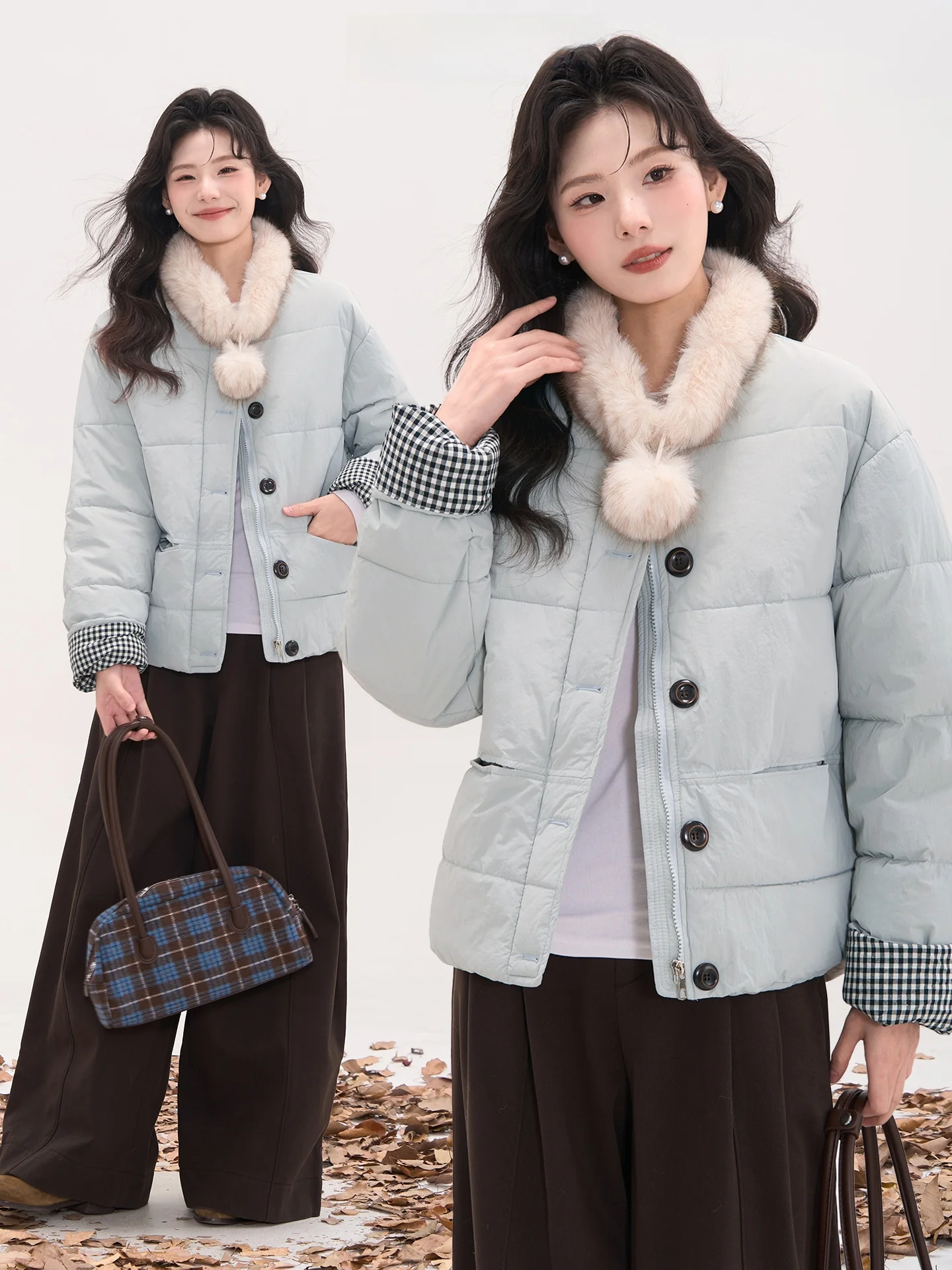 

Женская прямая хлопковая куртка-пальто Heme Lemon Ice Tart Plaid Sve Capsule в корейском стиле