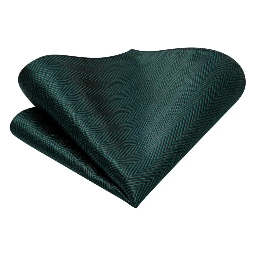 Cravatta per uomo verde scuro solido 2023 nuovo marchio di moda cravatta per feste di matrimonio Set gemelli a mano regalo all'ingrosso Hi-Tie Designer