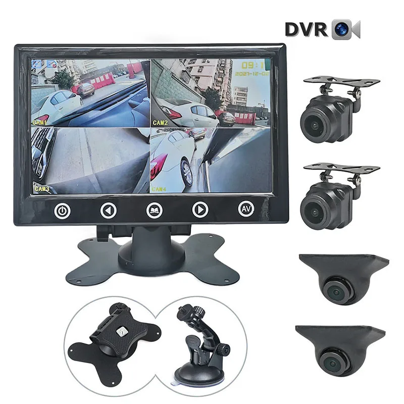 

DIYKIT 4CH 7" AHD IPS Split QUAD Car Monitor 1920x1080 AHD Night Vision Rear View Camera IP68 Waterproof Video Recording