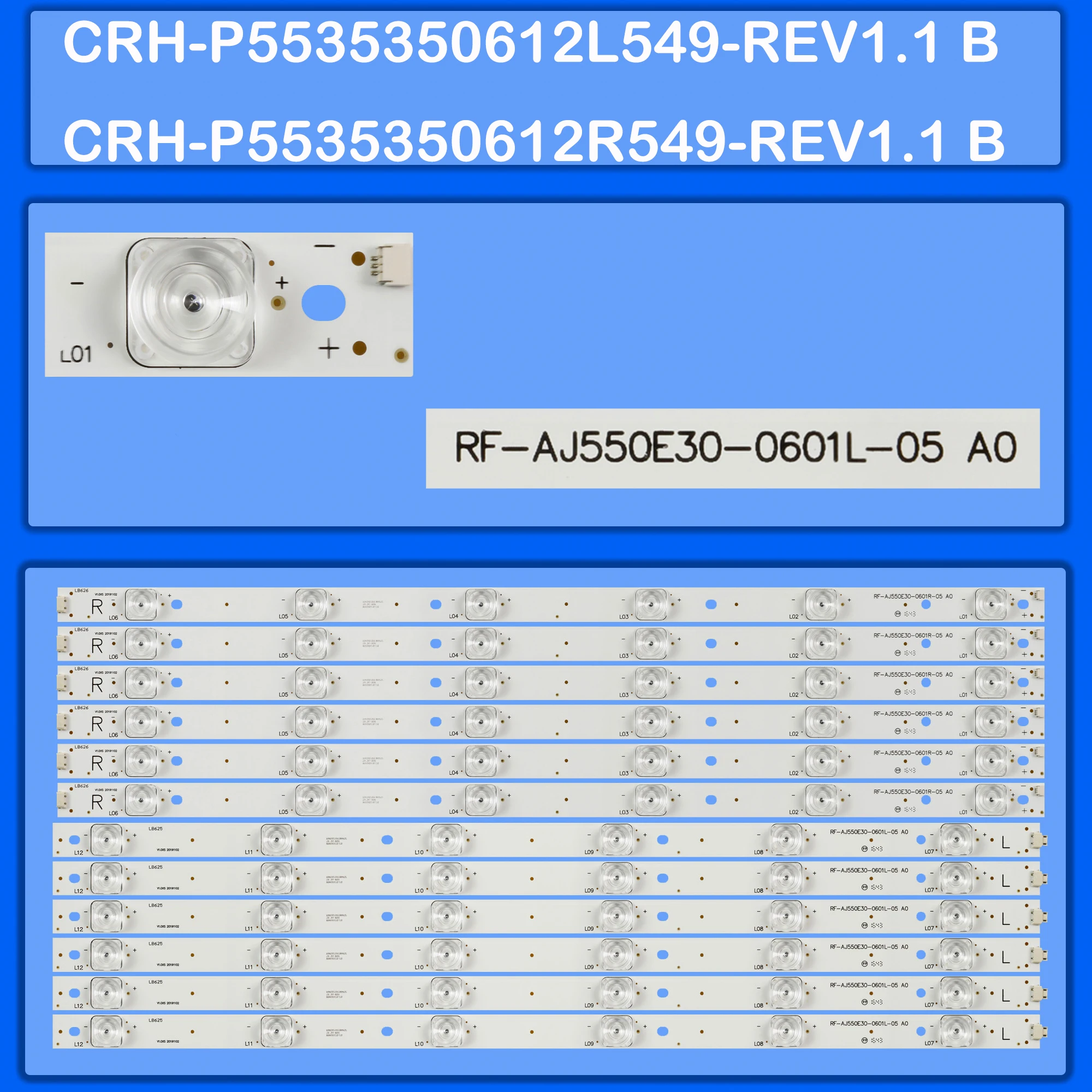 

Светодиодная лента подсветки для LC-55SFE7452E LC-55UI8762 LC-55CUF84672 LC-55CFE6242E LC-CFE6242E LC-55CUF8462ES RF-AJ550E30-0601L-05 A0
