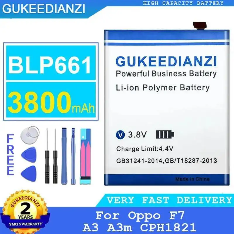 

Mobile Phone Battery For Oppo F7 A3 A3m CPH1821 3800Mah Stable Premium Replacement BLP661