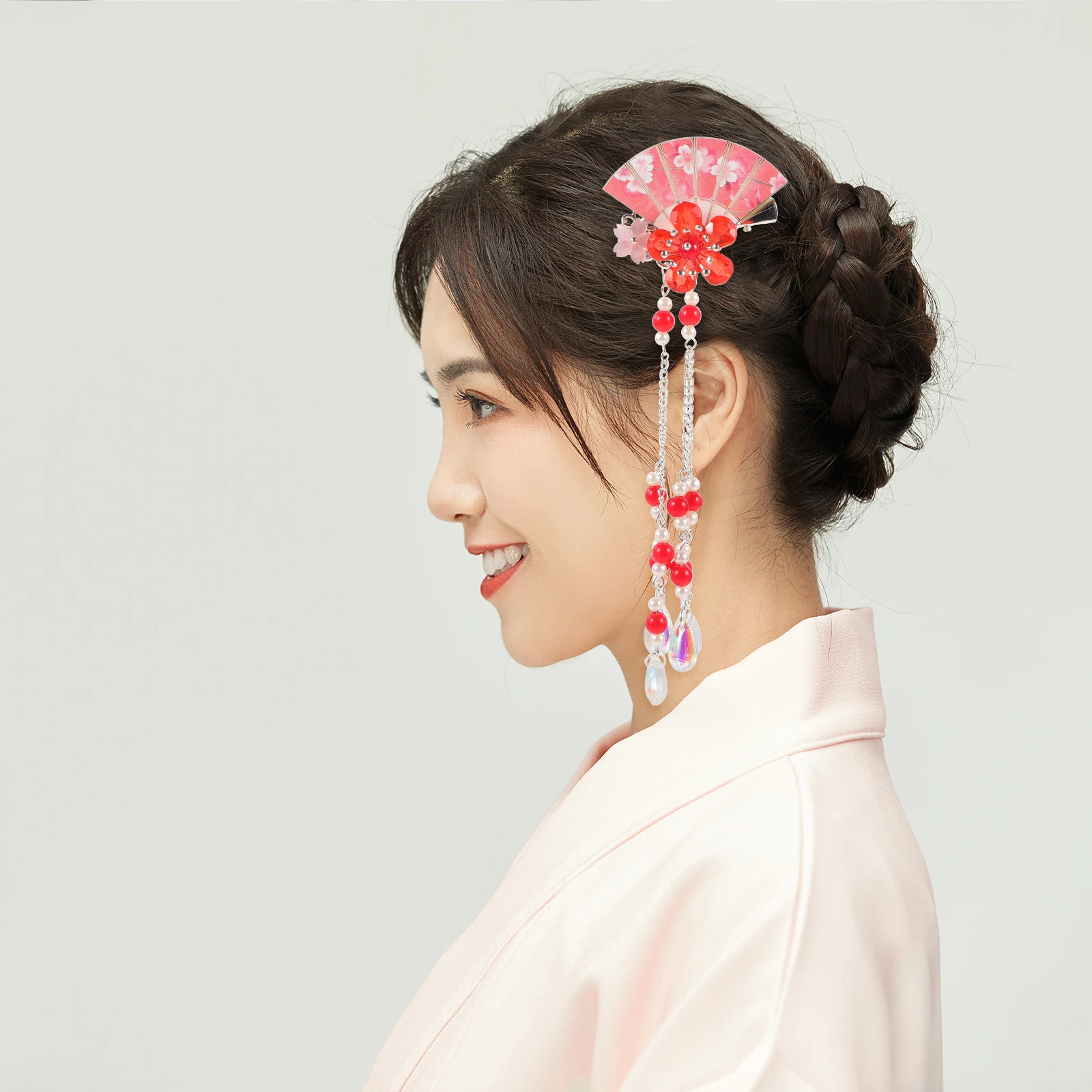 

2pcs Hair Clips Women Girls Flower Crystal Tassel Hairpin Lightweight Durable Iron Accessories Festive Bridal Decorative