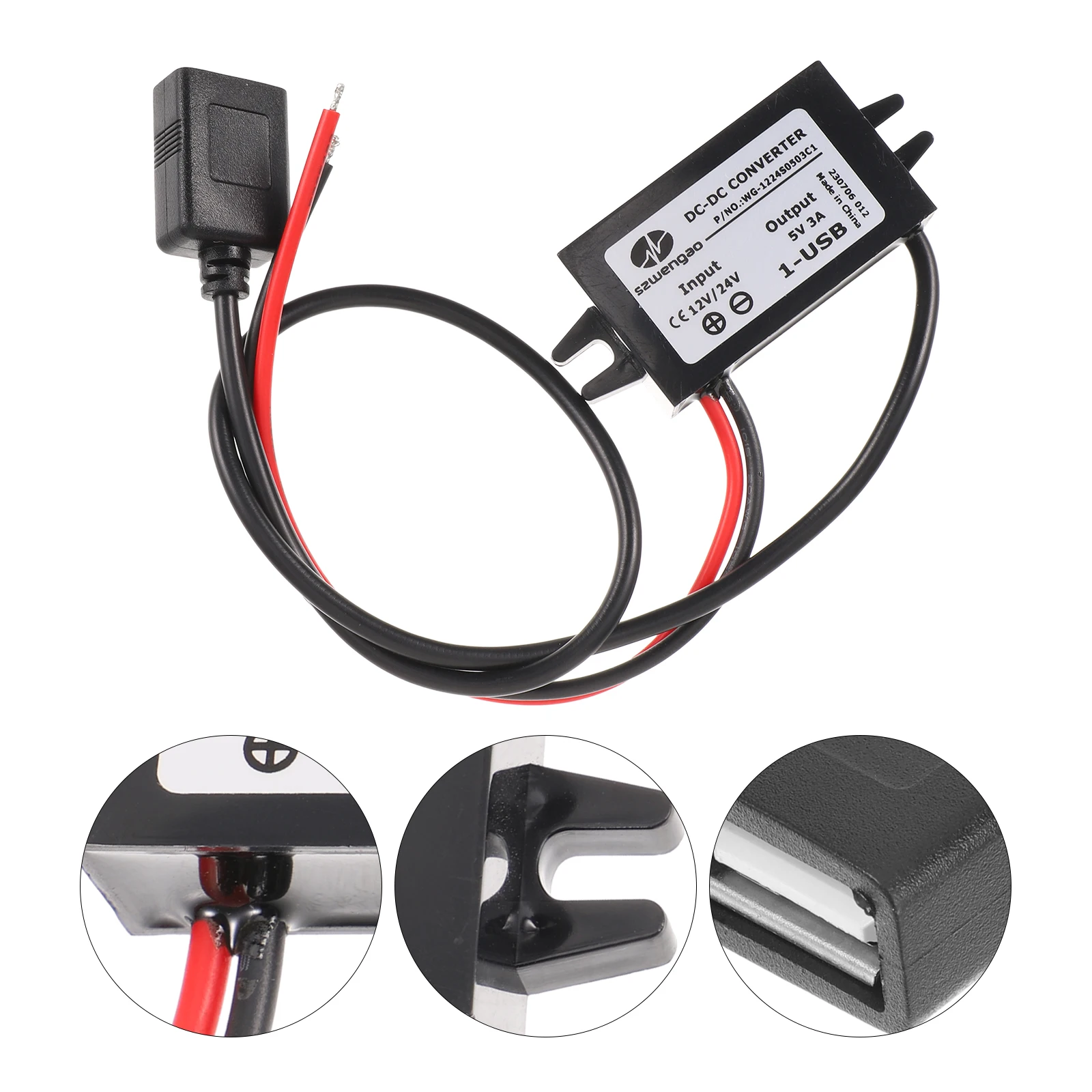 

1pcs 24V to 5V USB Buck Converter DC-DC Voltage Regulator Step Down Module Car Power Supply Black Color Intelligent