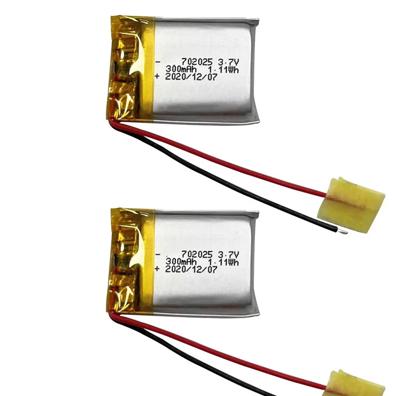 702025 하이 퀄리티 폴리머 리튬 배터리, 블루투스 스피커에 적합, 헤드폰 전자 내비게이션 장치, 3.7v, 300mAh
