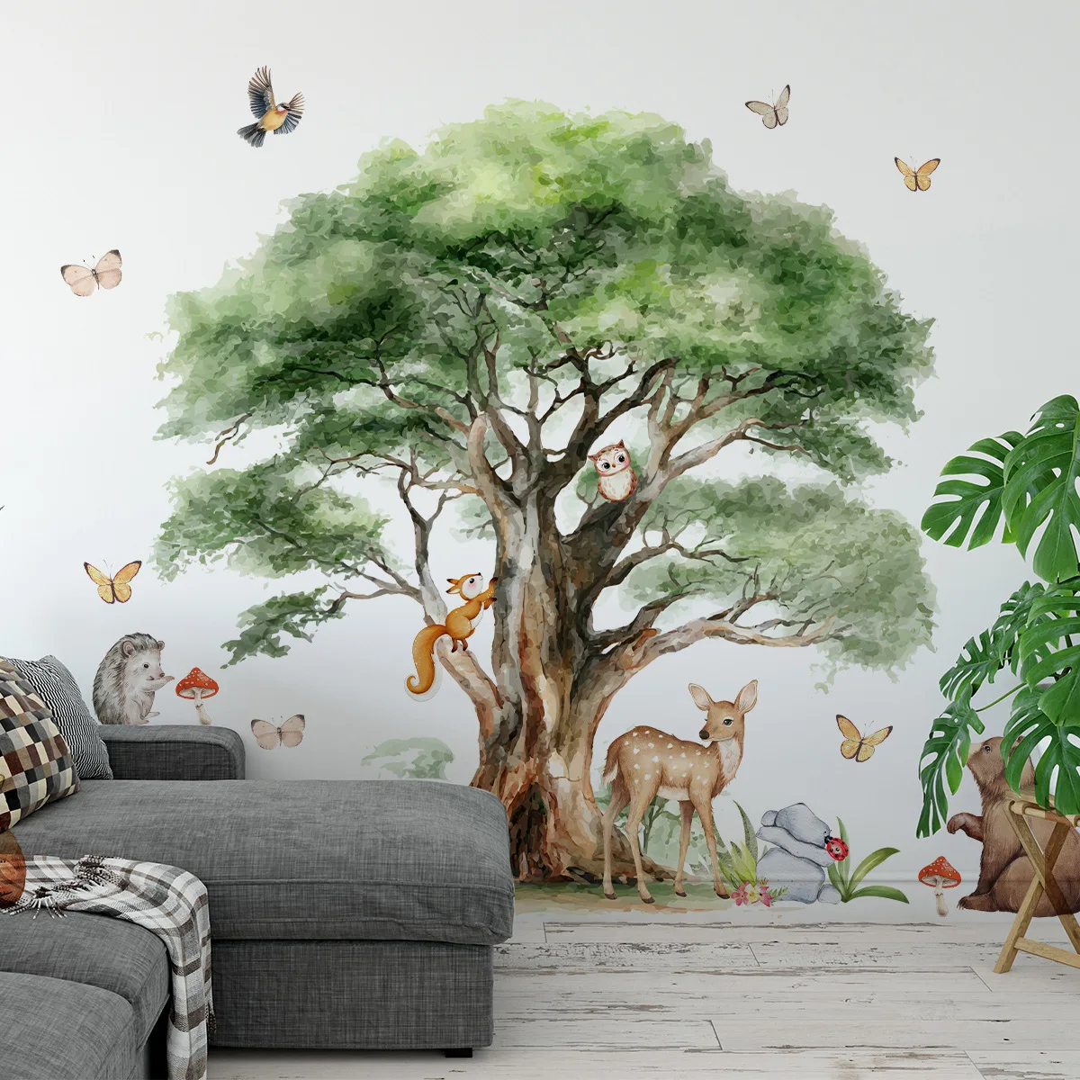 Deer & Fox Wall Decals - Cartoon Animal Forest Stickers for Whimsical Home & Shop Decor