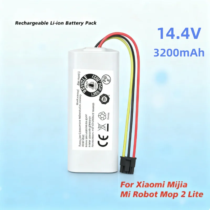 High Capacity 14.4V 3000mAh Replacement Battery N011-4S1P for Xiaomi Robot Vacuum Mop 2 Lite MJSTL, Also Fit for E10 B11 Vacuum
