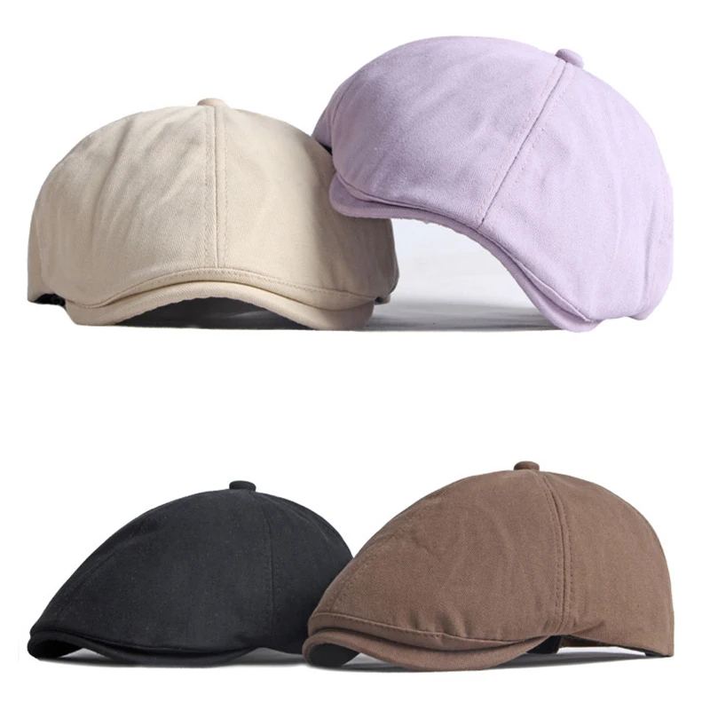 Newsboy Caps For Men Women Solid Color Octagonal Hat Detective Artist Painter Cabbie Beret Hat Flat Cap Adjustable Forward Cap 4