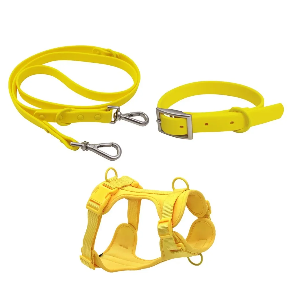 New Medium And Large Dog Harness Set PVC Dog Rope With Rubber Chest Strap And Lights For Pet Collars