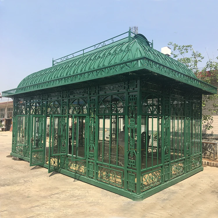 Wrought Iron Luxury Garden Glass Gazebo Glass House