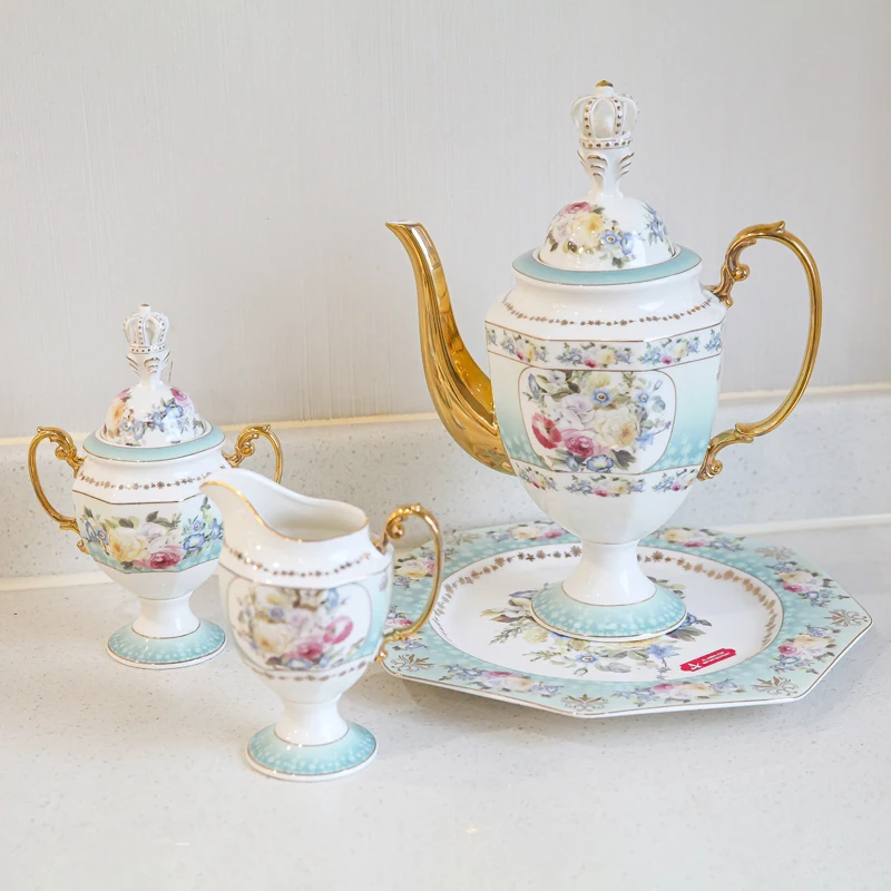 Export gift boxes, European court style retro luxury ceramic decals teapots coffee cups and saucers dessert plate sets