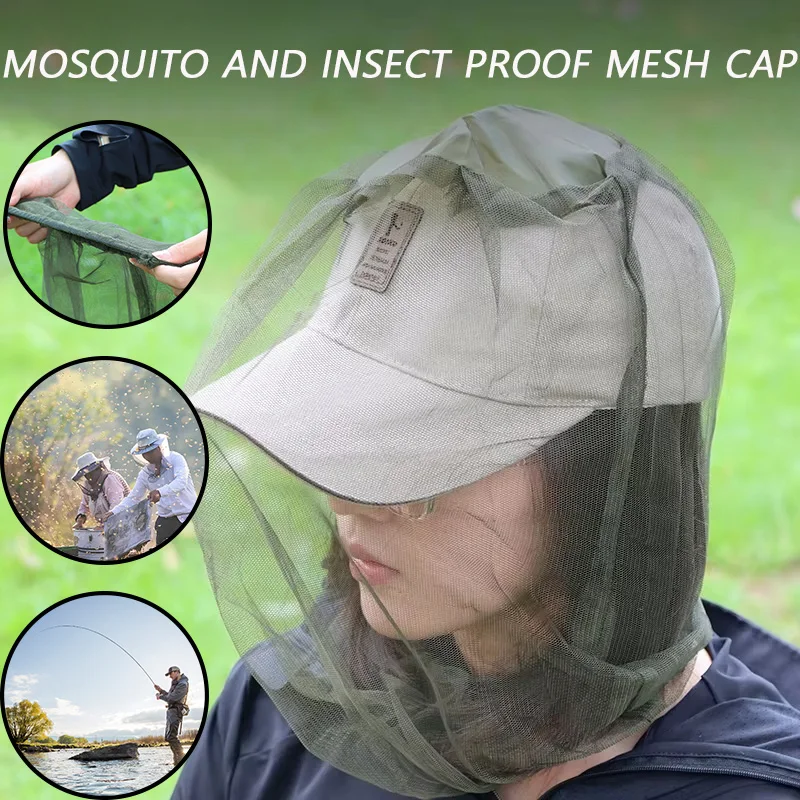 Outdoors Mosquito and Insect Proof Mesh Cap Mosquito Repellent Protect The Head and Face Pest Repeller Camping Trip Protection