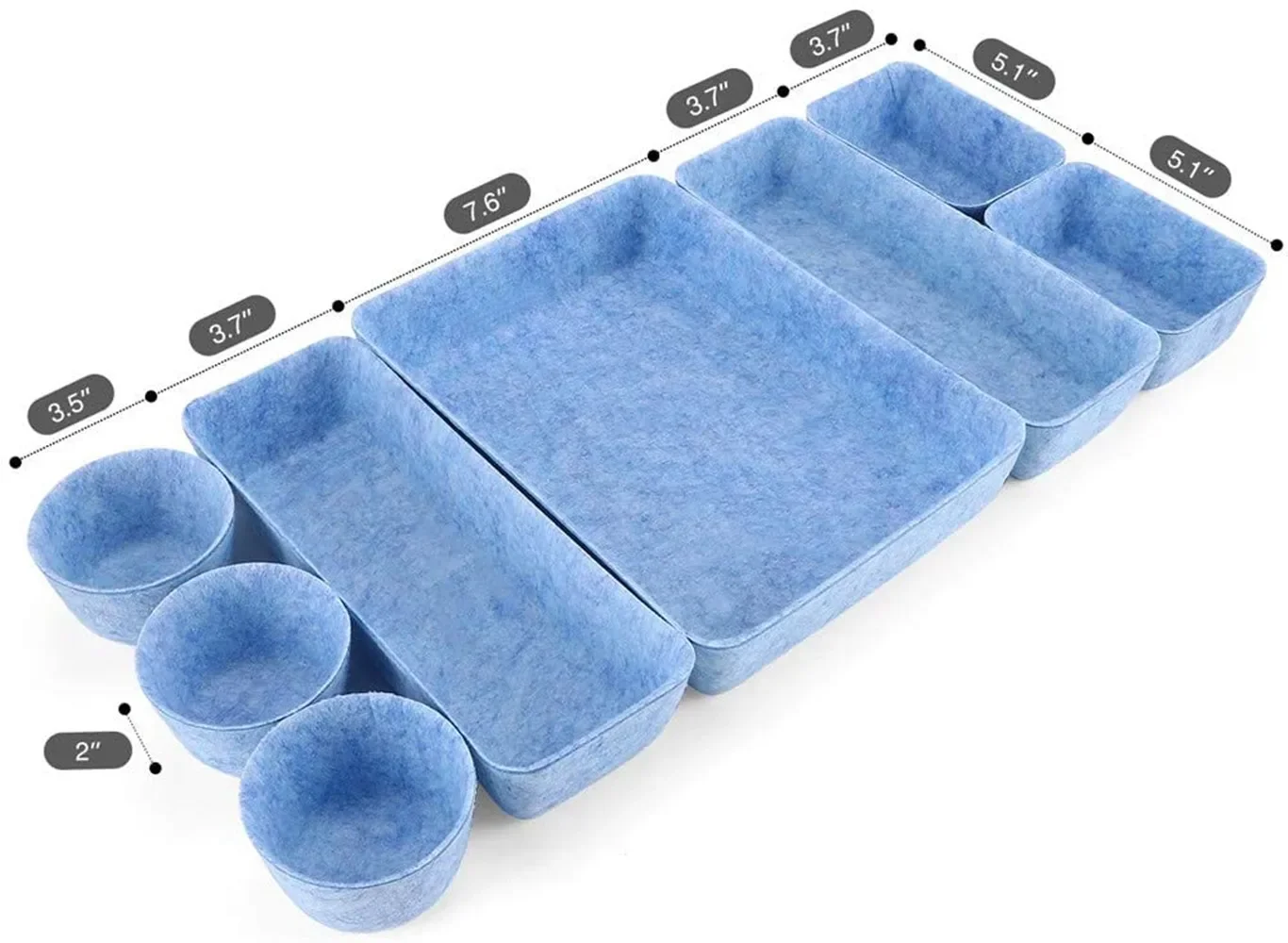 8pcs/Set Drawer organizers bins felt storage bin office organizer Shallow Small Desk organizer trays Draw dividers festival gift