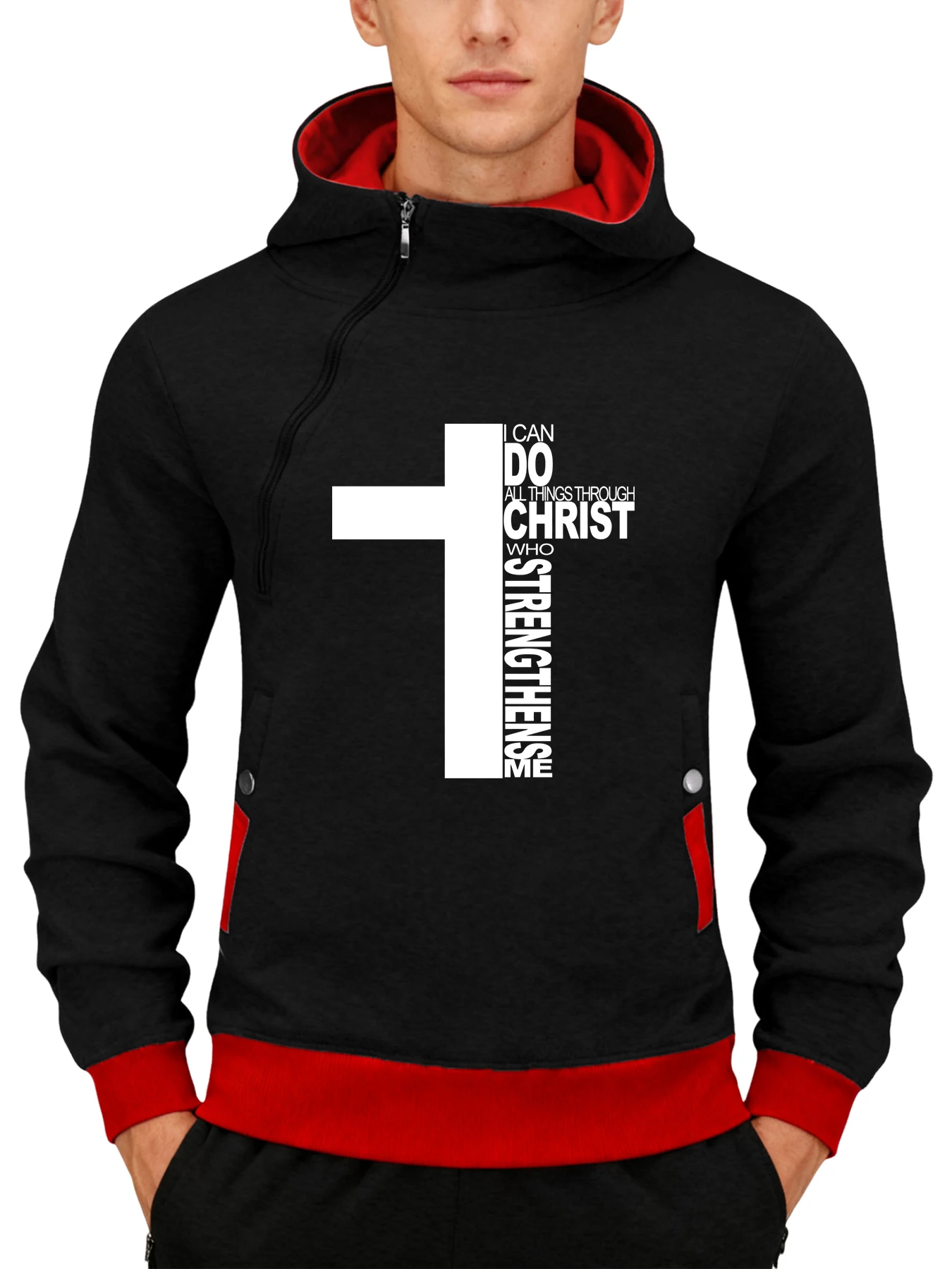 صنع المسيح لي نمط لا يقهر الرجال سستة هوديس موضة عادية هودي الصوف جيوب هوديي رائجة البيع الملابس كبيرة الحجم #1