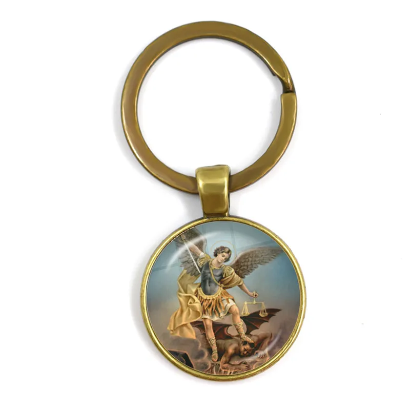 Nuovi Uomini Portachiavi Arcangelo St.Michael Protect Me Saint Scudo di Protezione di Fascino Russo Orhodox Portachiavi Gioielli Per Santo Regalo