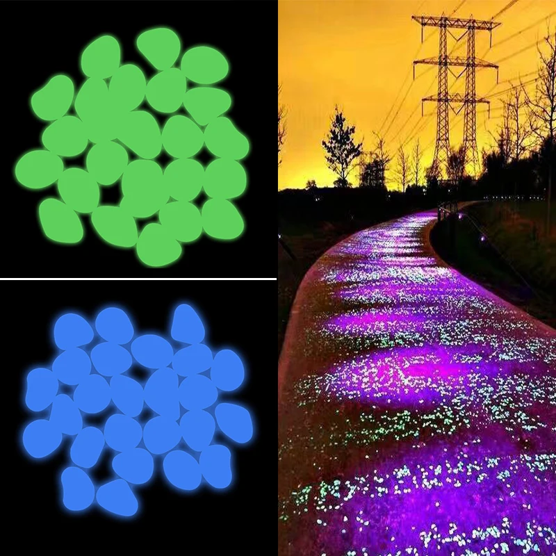 25/50pcs Mixcolor Luminous Stones in the Dark Glow Pebbles for Aquarium Garden Path Patio Lawn Home Glowing Stones Decoration