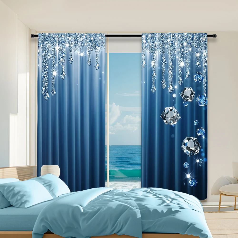 

2Pcs Abstract Printed Window Curtain For Bedroom Office Kitchen Living Room And Study With Rod Hole Window Treatment