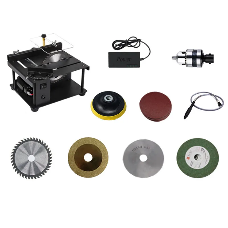 Multifunctional Electric Table Saw Adjustable-Speed Mini Desktop Circular Saw Cutter for Wood Plastic Acrylic Cutting