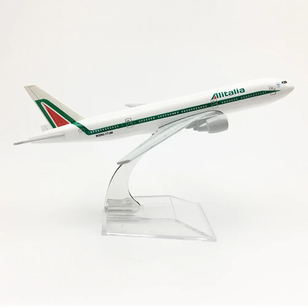 Aeronave de liga para crianças, Boeing 777, Alitalia Plane Toys, Decoração Presente, 16cm, B777, Escala 1:400