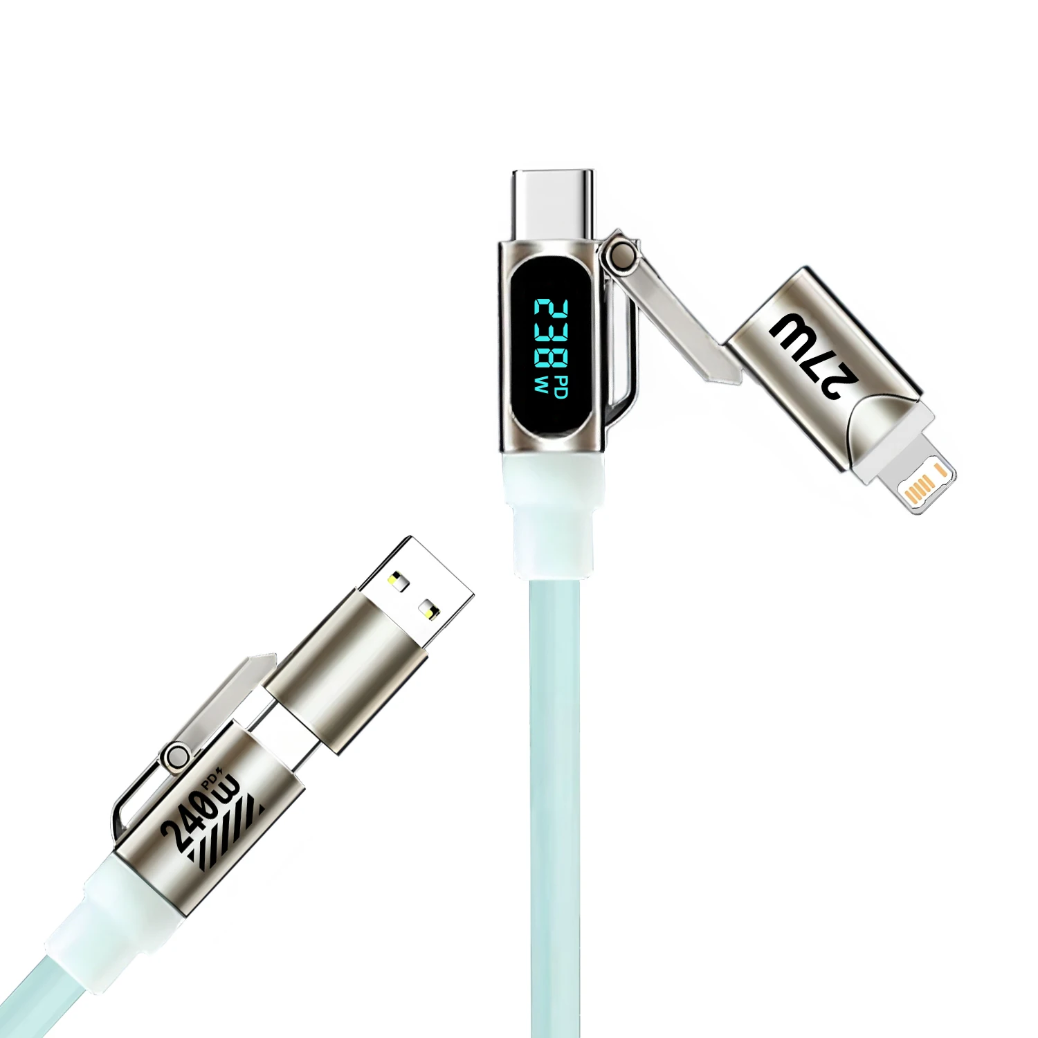240W Super Fast Charging 4-in-1 Charging Cable,2 Tow 2 Multi-Interface Data Cable,USB Universal PD For iPhone Samsung Xiaomi