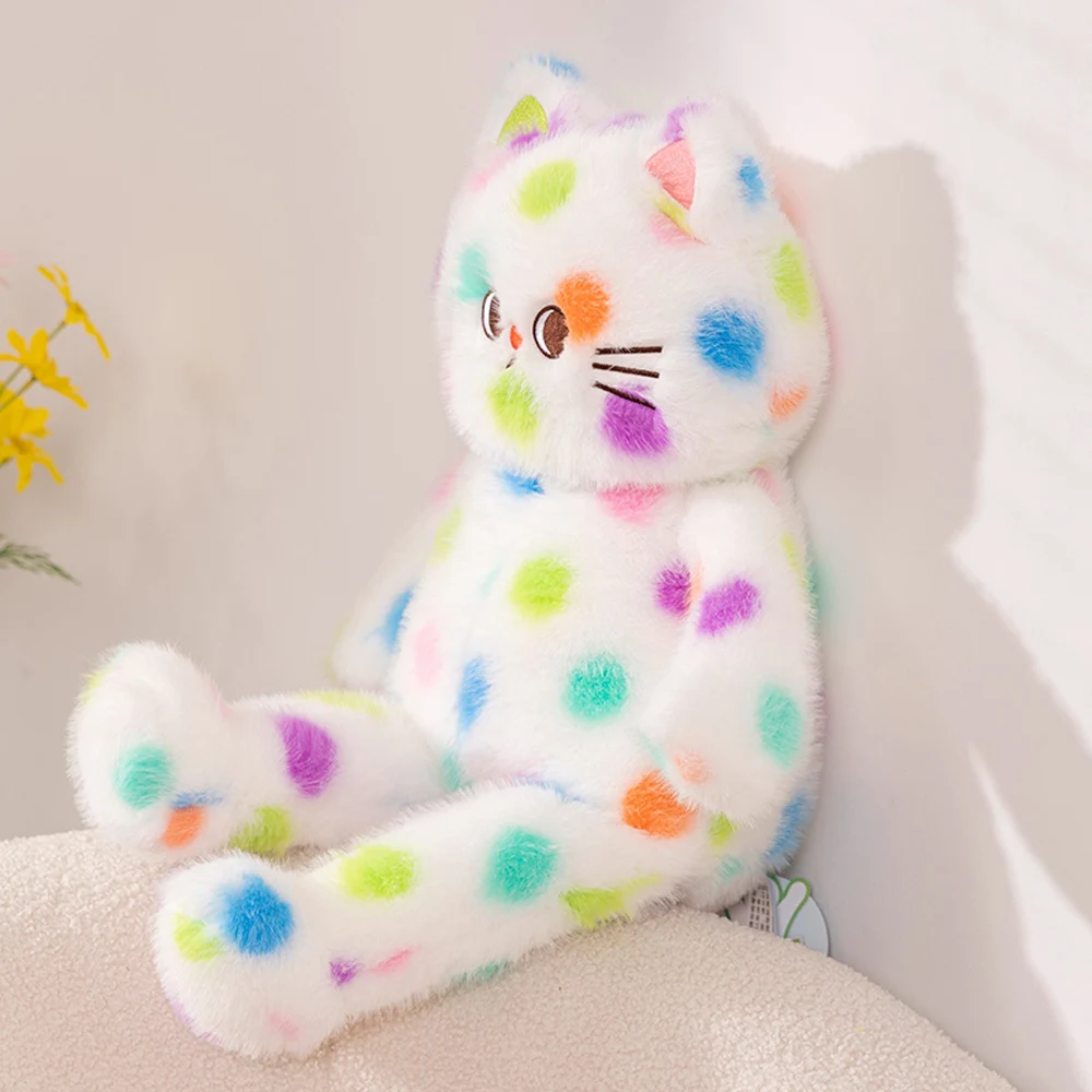 60cm Cute Simulated Spotted Cat Plush Toys Stuffed Soft Colorful Candy Kitten Pillow Girls Birthday Gifts Amusement Fun Presents