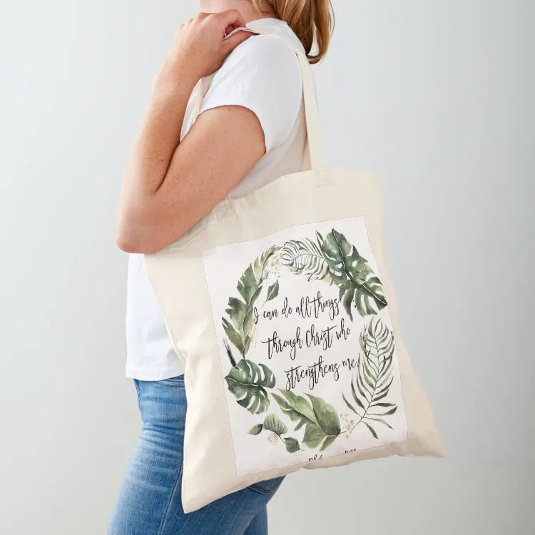 

I Can Do All Things Through Christ Who Strengthens Me, Philippians 4:13, Bible Verse Wall Art, Scripture, Christian Gif Tote Bag