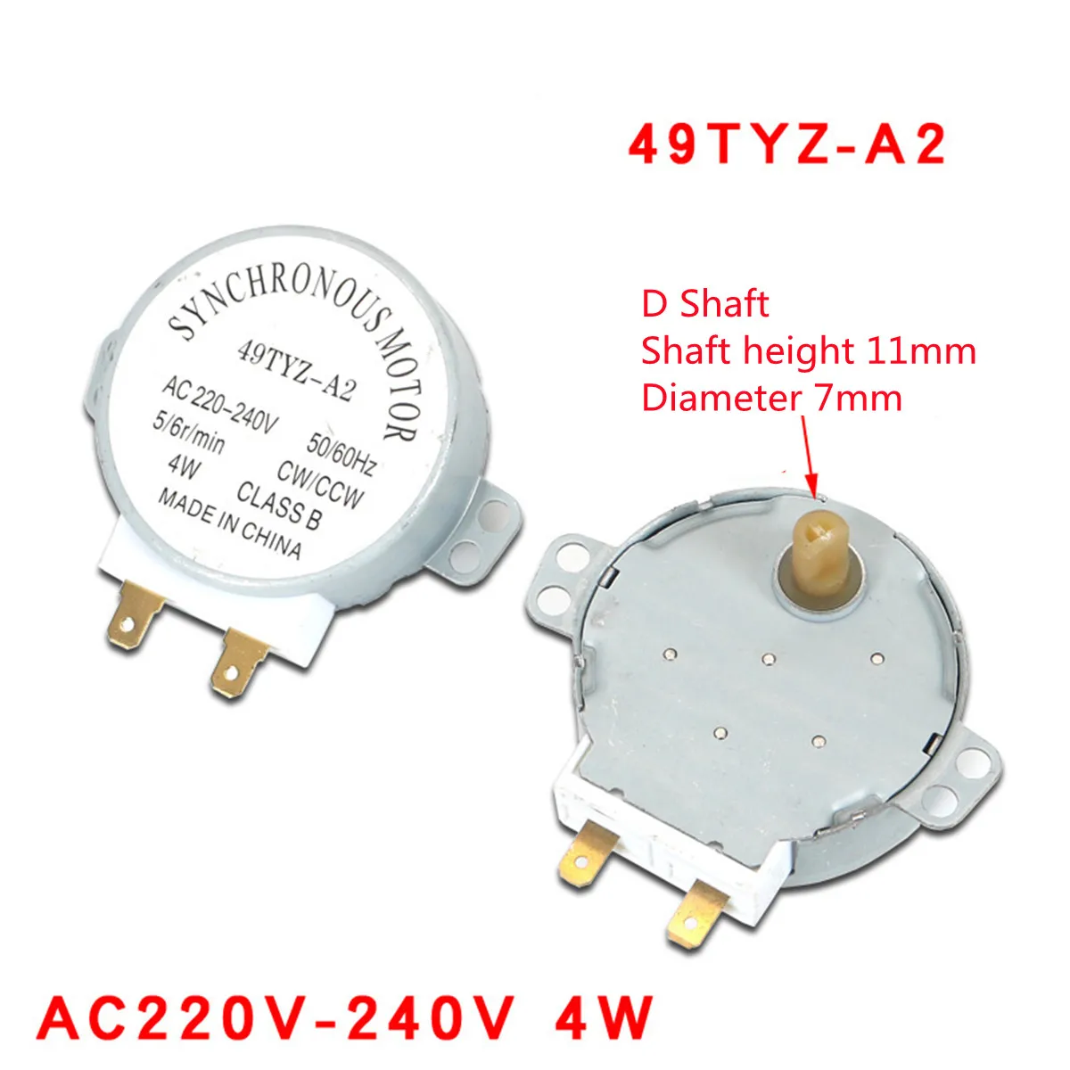 49TYZ 3.5/4W 4/5 5/6RPM AC 21V/30V/220V 50/60Hz Synchronous Motor for Microwave Oven