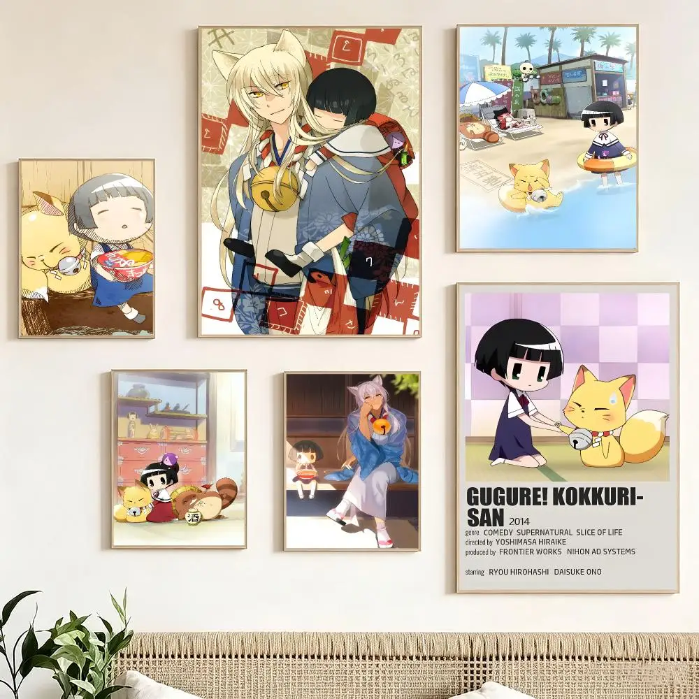Healing Anime Gugure Kokkuri san Poster Pegatina artistica HD autoadhesiva impermeable para salon dormitorio