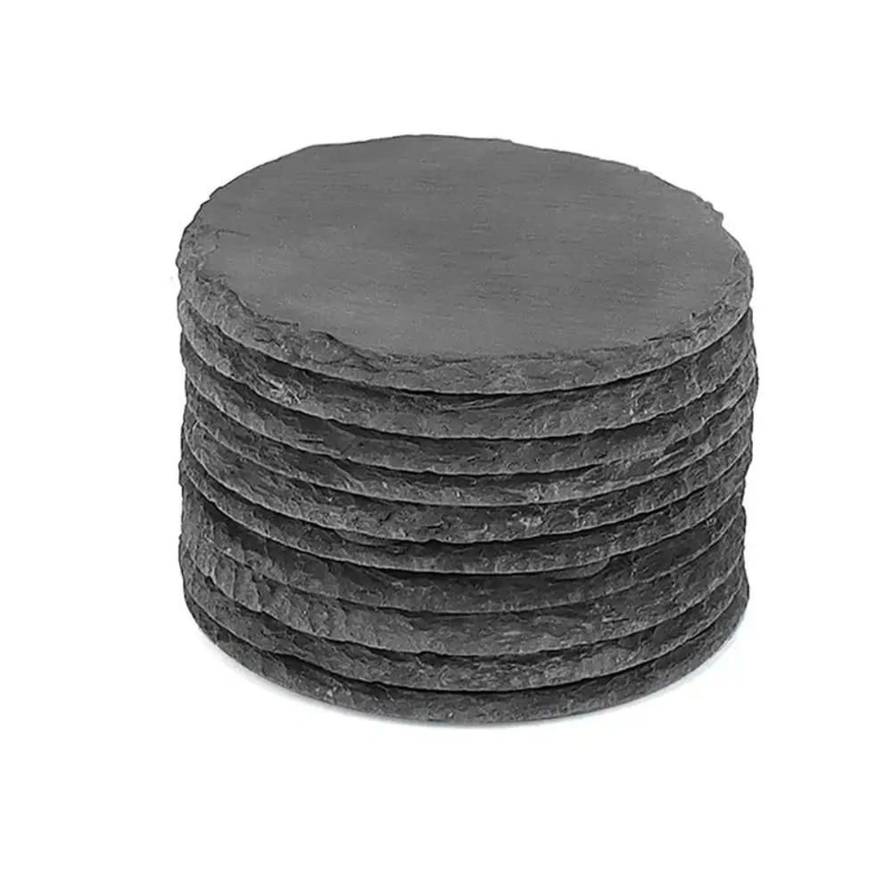 Natural Slate Stone Slab Natural Slate Coaster Reusable Heat Resistant Table Coaster Anti Slip Japanese Style Drink Coaster