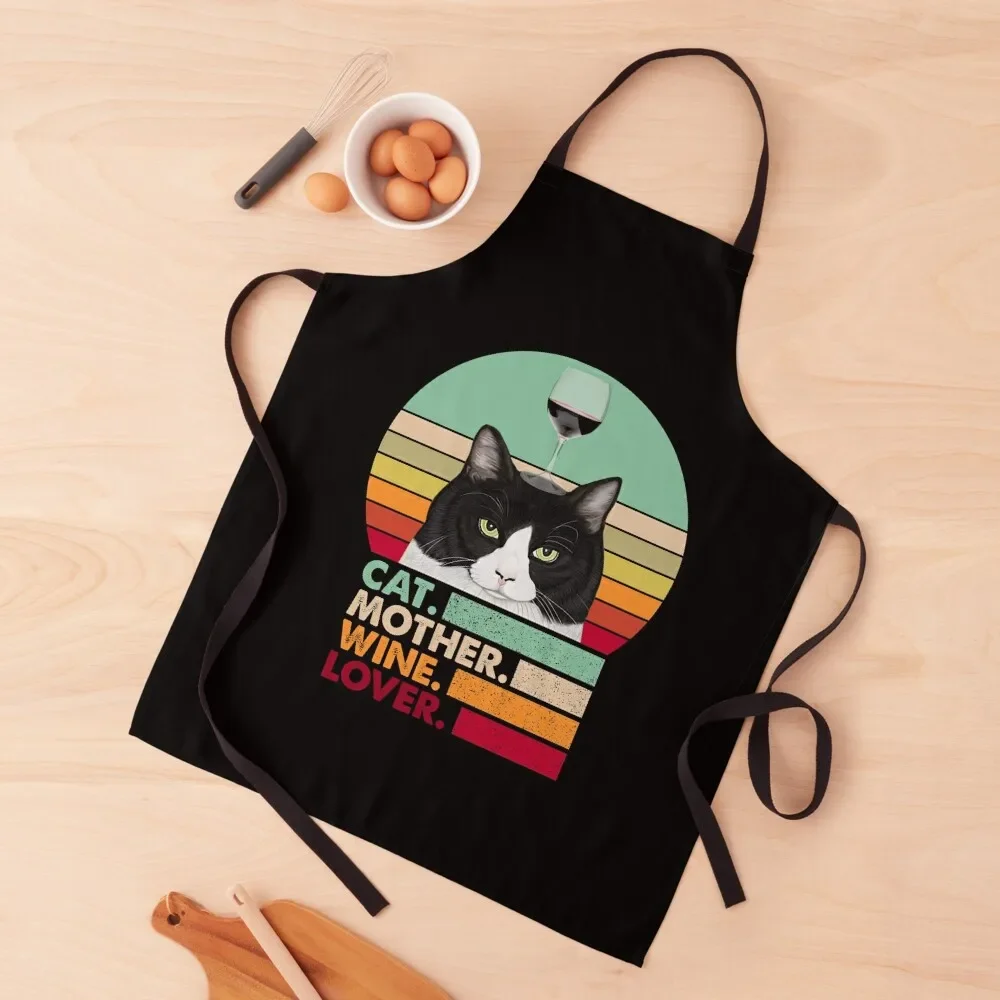 

Cat Mother Wine Lover Cat Lover Apron Home and kitchen products Cooking Apron