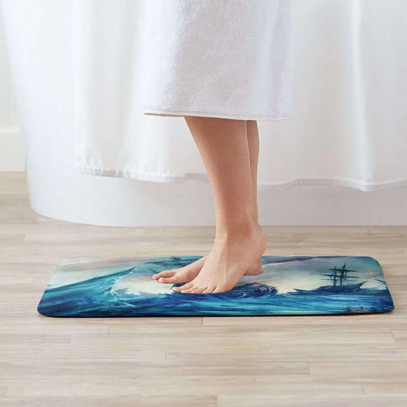 Hms Terror And Erebus Soft Foot Pad Room Goods Rug Carpet Arctic Winter Expedition Cold Landscape Ships Terror Erebus Blue Ice