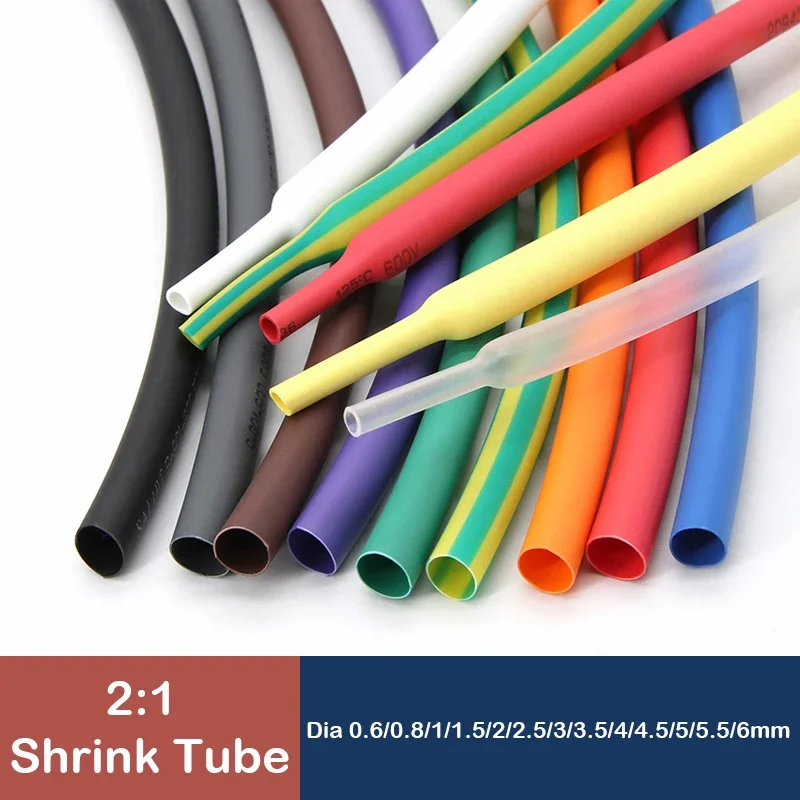 

2M 2:1 heat shrink tube Inner diameter 0.6~6mm Quick repair wire insulated flame retardant cable protective cover