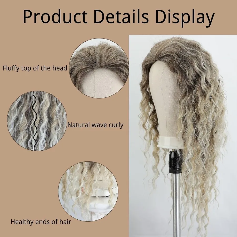 باروكة صناعية مموجة خفيفة الوزن مع طبقات أشقر طويل مجعد للنساء، شعر مستعار بديل بلون طبيعي من أجل Everyd