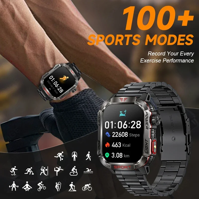 LIGE 600mAh Battery Rechargeable Smart Watch Men For All Smartphone Connections With LED Flashlight Waterproof Smartwatch Sports