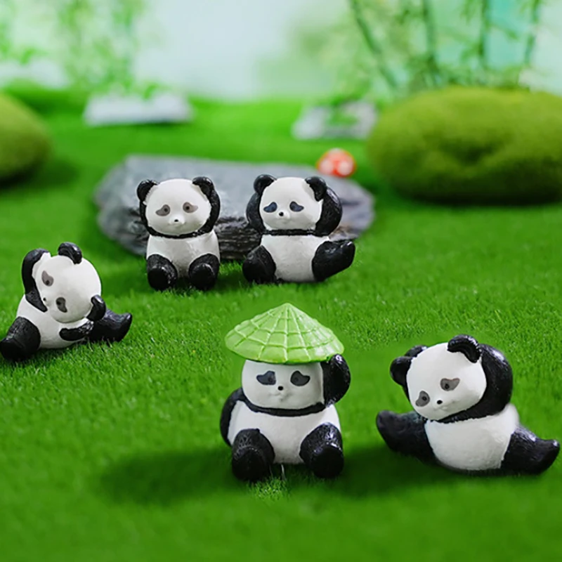 Figuras de resina de Panda en miniatura para niños, casa de muñecas con paisaje bonito, adornos DIY para regalo, decoración de escritorio, 1 Uds.