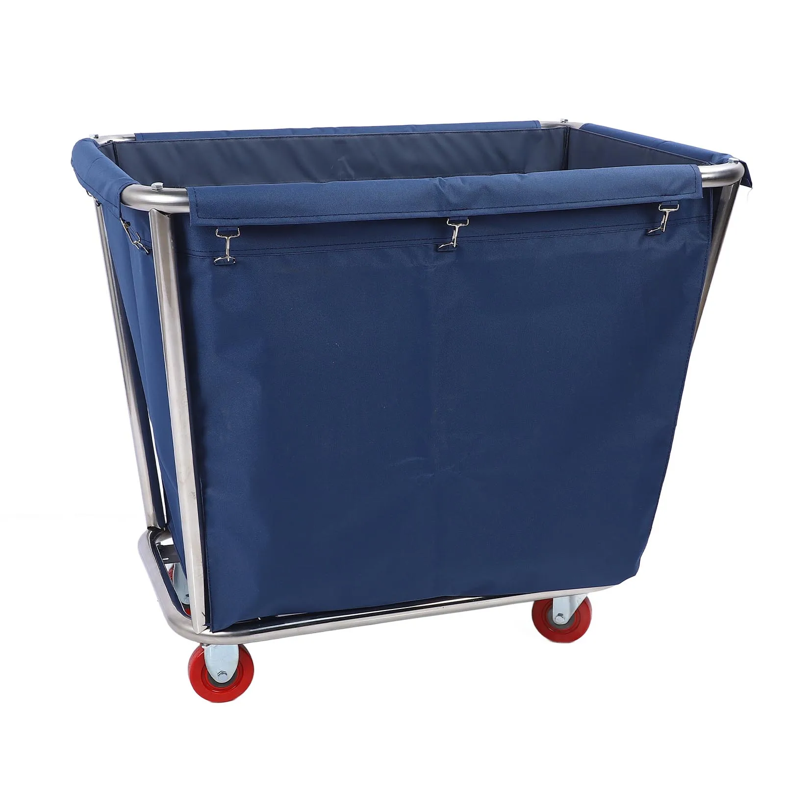 350L سيارة الغسيل التجارية الثقيلة سلة من الفولاذ المقاوم للصدأ أكسفورد حقيبة ملابس الصناعية المتداول يعوق 260Lbs الحمولة