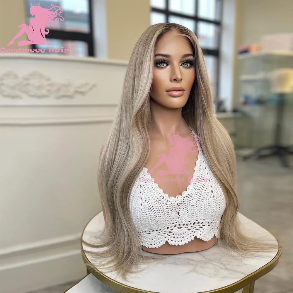 Highlight Human Hair Wigs Pre plucked Ash Brown Blonde Colored 13x4 Lace Front Wig 13x6 Transparent Lace Frontal Wigs For Women