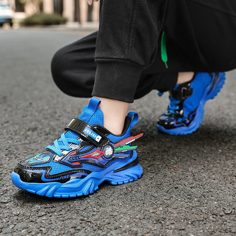 Модная детская спортивная обувь для мальчиков, осенние дышащие кроссовки, легкие школьные кроссовки для бега, Повседневная летняя прогулочная обувь