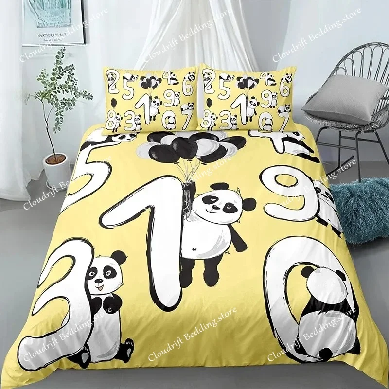 Panda Printed Bedding Set Bamboo Duvet Cover for Adult Child Bedclothes and Pillowcases Comforter Covers Bed Sets king