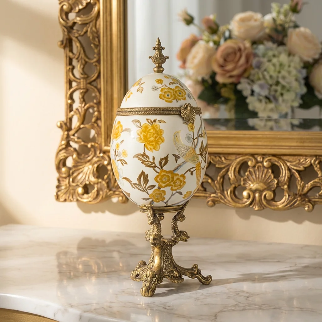 &c  Porcelain Art Decor Box Vase Trophy Shape Design Eco-Friendly Lightweight Tabletop Vase with Functional and Stylish Glaze