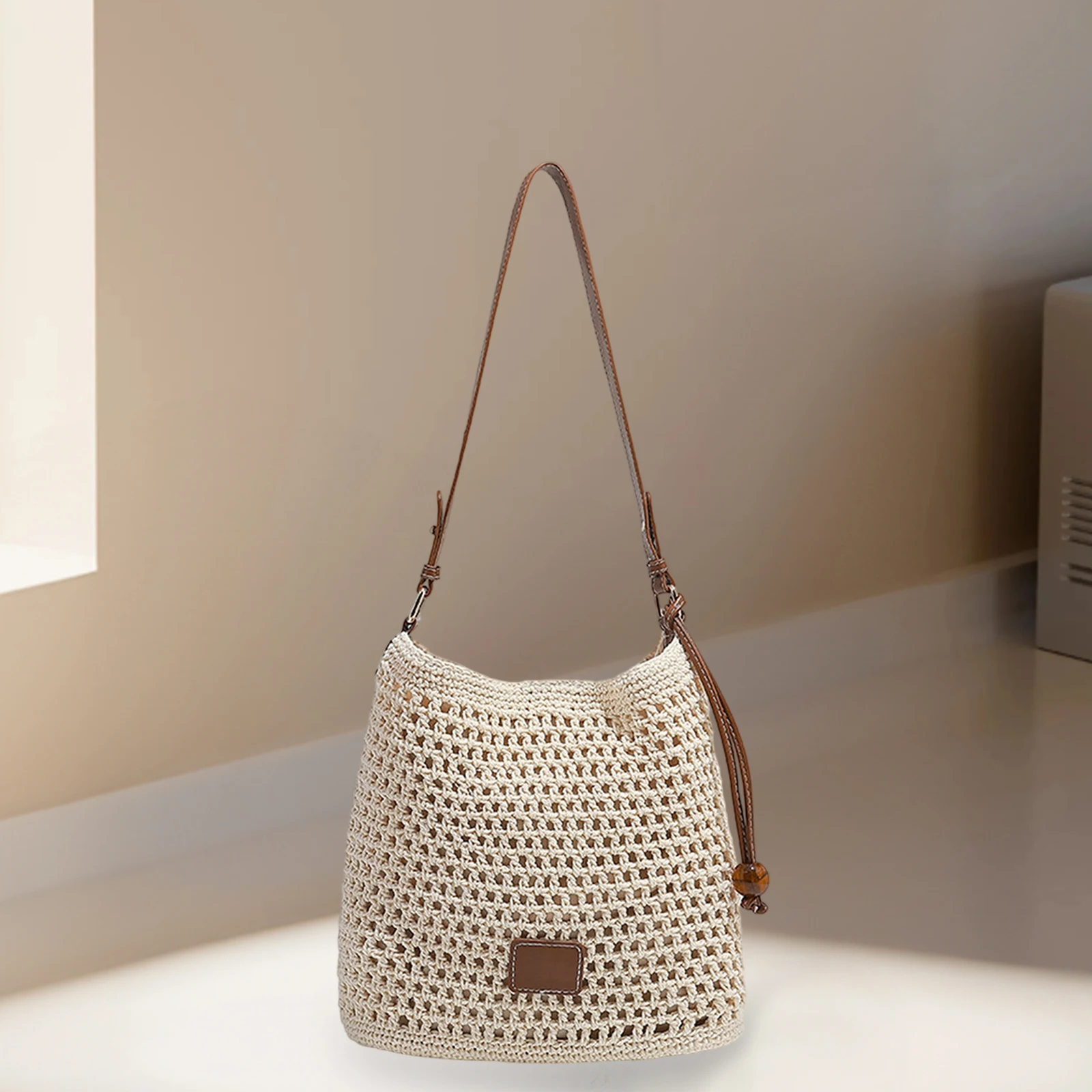 

Fashionable Women s Oversized Beach Tote with Stylish Woven Design and Spacious Hollow Out Shoulder Bag for Travel and Shopping