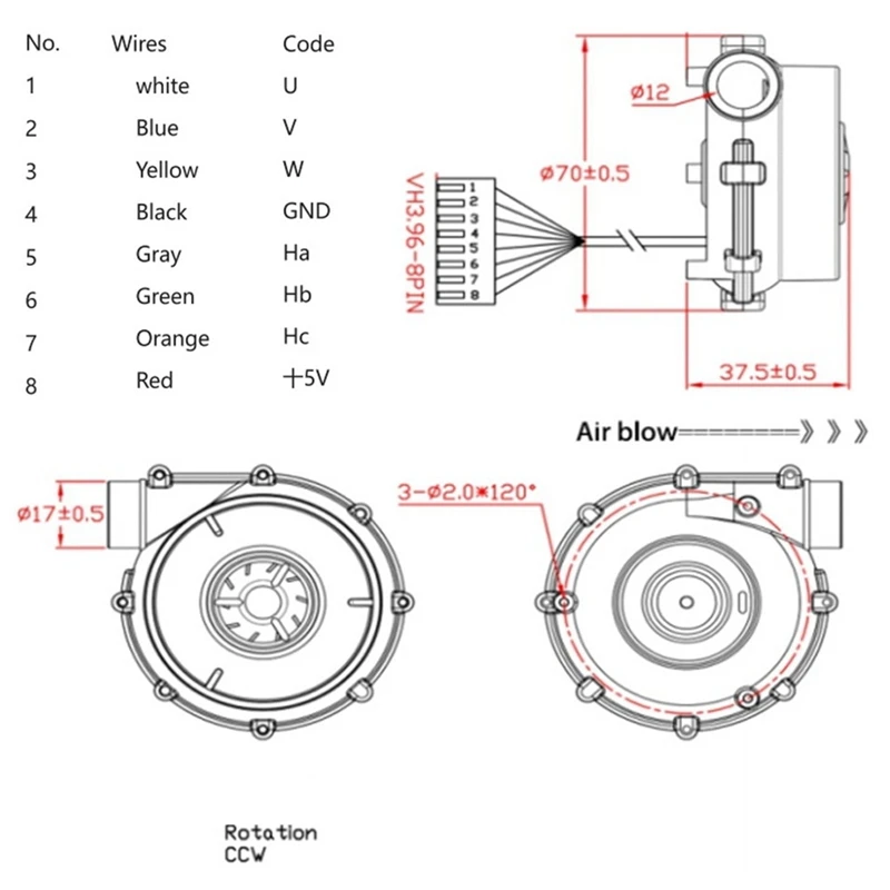 Ventilatore ad alta pressione CC 7040, mini ventilatore turbo centrifugo, piccolo ventilatore, può essere utilizzato per l'ossigeno del ventilatore del sonno