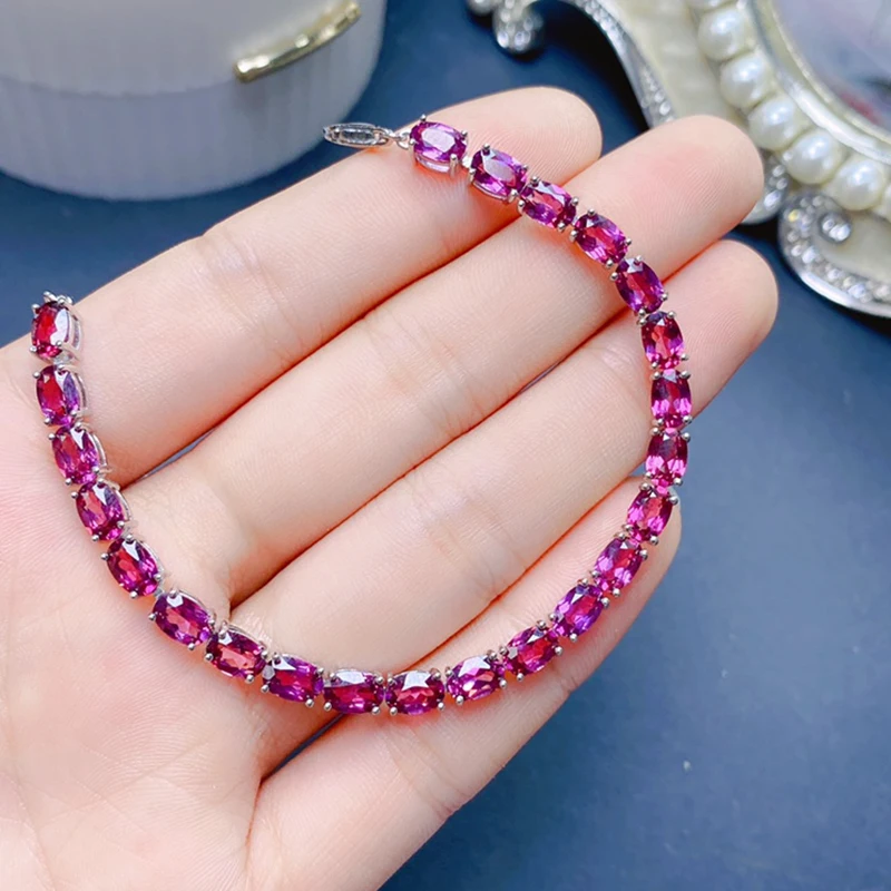 

Natural Garnet Bracelet for women silver 925 jewelry luxury gem stones 18k gold plated free shiping items