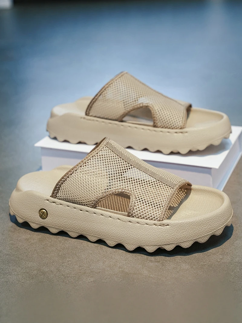 

Men's Outdoor Summer Slip-On Thick Bottom Anti-Slip Water Shoes Casual Leisure Sandals EVA Sole Breathable Upgraded Version